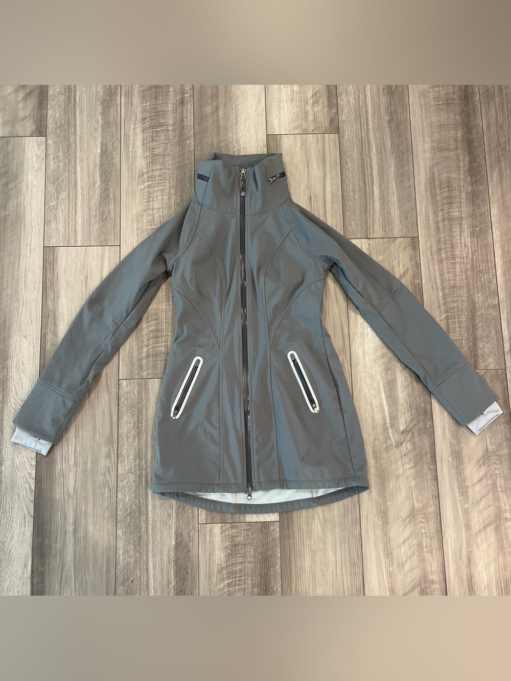 Athleta Gray Jacket with Reflective Zipper Trim